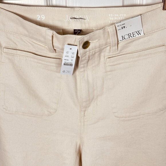 High Rise Flare Jeans Ecru Cream Denim J.Crew ’96 Flare Stretch Women 29 NWT - Picture 6 of 14